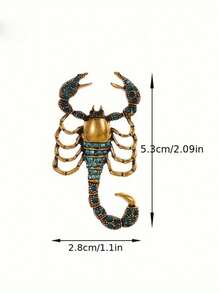 Vintage Distressed Blue Rhinestone Scorpion Brooch, Versatile Everyday Accessory - A - View 5