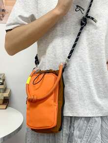 1 pieza Cartera de teléfono colorida de dopamina para mujer, bolso de viaje de verano para mujer, bolso bandolera y de hombro para mujer, bolso de moda con cordón y múltiples bolsillos, material de nailon portátil, puede almacenar cartera de mujer, cosméticos, bolso casual para mujer, adecuado para vacaciones de verano, viaje de negocios, esencial de viaje, bolso de mujer de alta calidad es un gran regalo de vacaciones - Naranja - Ver 6