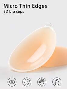 2pcs Thin Invisible Bra Set, Universal Size Adhesive Breast Pads Fit All Cup Sizes, Summer Sticky Lifting Anti-Sagging Bra, Invisible Gather Nipple Cover For Strapless Clothes, Daily Summer Travel And Party Wear - A - View 3