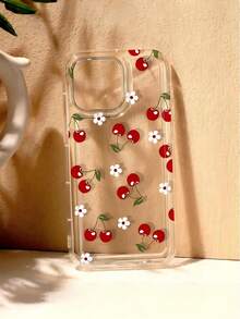Cherry Apple 17 Phone Case Compatible With IPhone 15, 16, 14 Pro Max, 12, 13 Silicone Soft Full Coverage Protective Cover - Clear - View 1