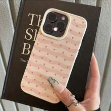 1 buah Casing Ponsel TPU Lembut Lucu Warna Pink dengan Motif Garis Bergelombang dan Hati, Kompatibel dengan iPhone 17 Pro Max/17/16 Pro Max/15/13/12/11/ S20 FE/A15/S24/A55/ Note 11/Note 12/Note 13 Pro. Pelindung Lembut Anti Jatuh dengan Perlindungan Penuh. - Putih - View 2