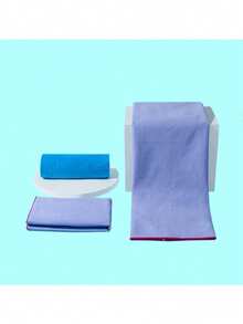 2er/Set lila schnelltrocknendes Handtuch- und Badetuch-Set, doppelseitiges flauschiges Mikrofaser-schnelltrocknendes Schwimm- und Strandtuch, schweißabsorbierendes Handtuch für Indoor-Fitness-Sport, Outdoor-Camping-Reise-Gesichtstuch + Badetuch-Kombinationsset - Taro lila - Übersicht 2