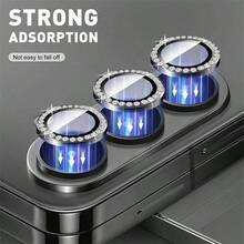 1 Set 3D Rhinestone Sparkling 9H Lens Tempered Glass For Galaxy Z Fold 8 Ultra 7Z Flip 8 7 S26 S26Plus S26Utra S25 25Plus S24 S24Plus S25FE S24Plus S23 23Plus S23Utra S25FE S24FE A15 A25 A35 A55 A14 A34 A54 Rear Bling Diamond Camera Screen Protector Cover - Baby Pink - View 3