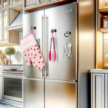 10/9/5/1 buah - Kait Magnet Hitam Kuat, Dapat Menggantung Barang Berat, Pemasangan Mudah Tanpa Pengeboran, Cocok untuk Kulkas, Lemari Penyimpanan Dapur, Tempat Kerja, Kantor, dan Aksesori Penyimpanan Rumah untuk Kembali ke Sekolah - Hitam - View 4