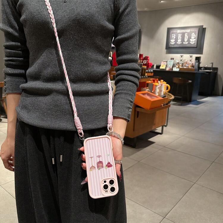 1pc Pink Striped Pattern, Pink Shockproof Phone Case, TPU Material, Suitable As Holiday Gift, Compatible With Apple XS/XS Max/XR/11/12/13/14/15/16 Pro/Pro Max/14/15/16 Plus/17, Unisex - Multicolor - View 3