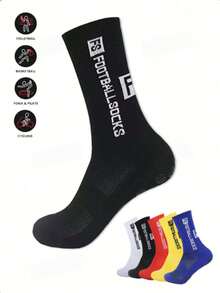 10/9/6/5/3/1 Pair Professional Dotted Rubber Sole Football Socks, Mid-Calf Socks, Towel Bottom Sweat-Absorbing Sports Socks, Suitable For Various Sports Wear - Multicolor - View 1