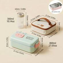 Cartoon Bento Box Adult, PP Plastic Microwavable Lunch Containers, Meal Prep Containers With Dividers, Travel Food Containers With Lids, Bento Box With Lunch Bag Water Bottle Fork Spoon, School Student Lunch Set - Multicolor - View 23