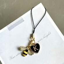 1pc DIY Letter Bee Phone Chain Pendant, Personalized CCD Camera Keychain, Cute INS Style Phone Charm - Multicolor - View 7