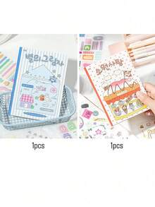 1pc Cartoon Pattern, Die-Cut Shaped Colorful Time Series Sticker Book, Cute Mini Patterns, Diverse Fantasy Designs, Multi-Function, First Day Of School - Multicolor - View 13
