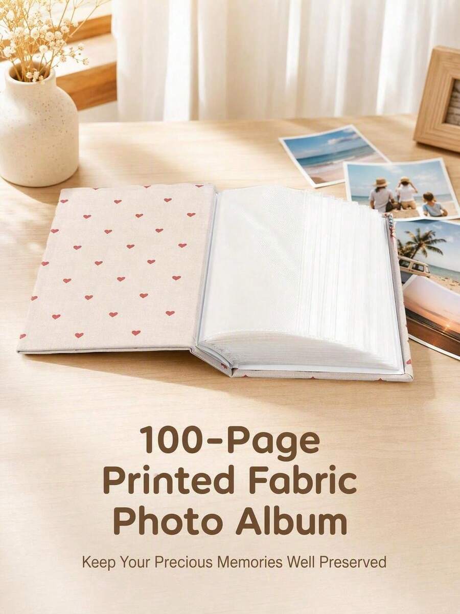 1pc/100 Pages Photo Album, Red Heart Inner Page Commemorative Photo Album Book, Memory Storage Book For Family, Friends And Couples, Home Decor, 6 Inch, Home Supplies, Suitable For Gifting To Friends, Collecting - Multicolor 2 - View 1