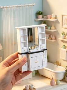 1pc 15.5cm Dollhouse Miniature Luxury Bathroom Sink Ornament, Paired With Soft Fabric Non-Slip Bath Mat And Toiletries Miniatures To Create A Soft, Clean And Elegant Bathroom Scene Atmosphere, Full Of Fun, Specially Designed For Adult Women Collection And Appreciation - Multicolor - View 5
