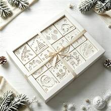 15 piezas de plantillas reutilizables para planificador, plantillas de dibujo de 4x7 pulgadas para Bullet Journal, scrapbooking, herramientas de decoración de cuadernos - Set navideño de 12 piezas - Ver 1