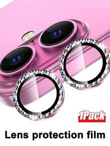 WARRIORS 3pcs Camera Lens Protector Film, Compatible With 17/17 Pro/17 Pro Max/17 Air/16 Pro/16 Pro Max, Glossy Personalized Metal Ring Design, 9H Hardness Anti-Scratch Protection Film, Fashionable Phone Accessory, Suitable For Phone Cases - Rose Red - View 2
