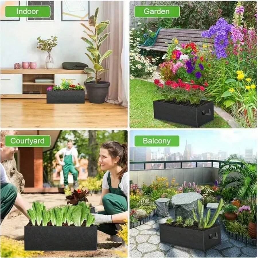 1pc Square Felt Planting Bag, Thickened Non-Woven Fabric Vegetable Seedling Nutrient Growth Bag - Army Green - View 1