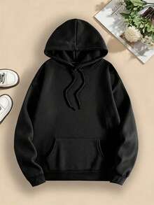 Fall/Winter Plus Size Women's Sweatshirt,Ghosts With A Halloween Theme,Skull And Pumpkin Print,Loose And Comfortable,Equipped With A Kangaroo Pocket,S - 黑色 - 查看 2
