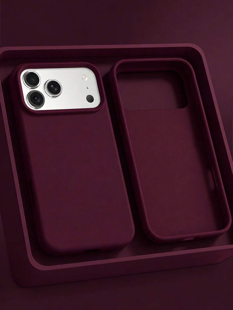 VRNOEI Casing Ponsel Matte Kreatif Minimalis Warna Burgundy Tahan Guncangan, Kompatibel dengan iPhone 17 14 13 12 11 15 16 17 Pro Max, Casing Ponsel Seri, Aksesori Casing Ponsel Unisex