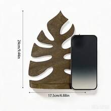 Wooden Decorative Candle Tray, Leaf Design Wall Mount Tray, Leaves Candle Stand Holder For Bedroom Living Room Home Decor - Brown - View 3