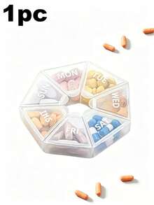 1/3-pack 7-dagars pillerbox, bärbar sexkantig pillerbox för resor med 7 fack, transparent vitaminpillerbox, lämplig för tabletter och kosttillskott, vattentät daglig pillerdispenser, lämplig för resor, kontor och studentboende, flera färger tillgängliga - Visa 11