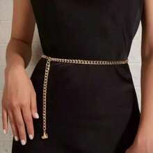 1PC Women's Waist Chain Heart Pendant Flat Chain Side Swing Chain Waist Chain Wedding Party Daily Wear Multi-Size Suitable For Plus Size Peoplegold Belt - Gold - View 6