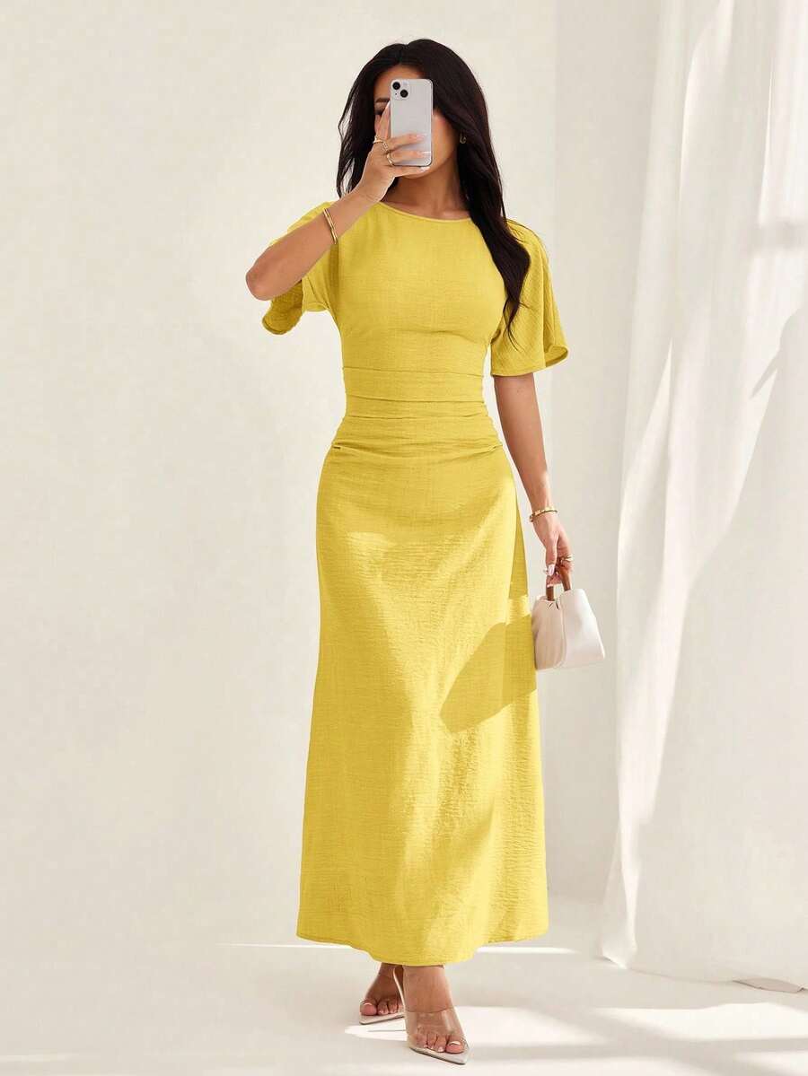 Women Long Dresses - 鵝黃色 - 查看 1