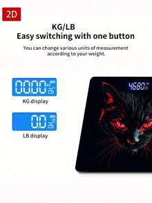 Dark Cat Red Body Weight Scale, With Backlit LED Display, Temperature Detection, High Precision, Max Weight 400 Lbs/180 Kg - A - 查看 5
