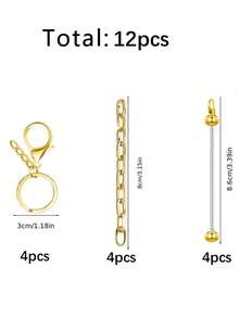 24PCS Flat Lobster Clasp 4-Section Chain Key Ring Set With Chain, Beaded Rod Accessories, DIY Keychain, Key Ring Accessories, Can Be Paired With Pendants, Suitable For Backpacks, Keychains, Music Festivals, Back To School, Graduation Gifts - Keychain Accessory Kit - View 15