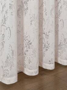 1pc Beige European Floral Sheer Curtain Panel, Suitable For Living Room/Bedroom/Dining Room/Balcony Home Decor, Ocean View Villa Decor, Conference Room/Office Decor, Holiday Party Decor, Keyhole Design, Easy To Remove/Replace/Store - Beige - View 7
