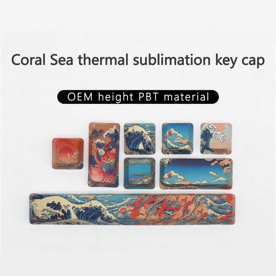 Bokawz Colorful Coral Sea OEM High-Level Space Return ESC Supplementary Keycap PBT Material, Compatible With Sublimation Process, Fits A 6.25U Space - View 1
