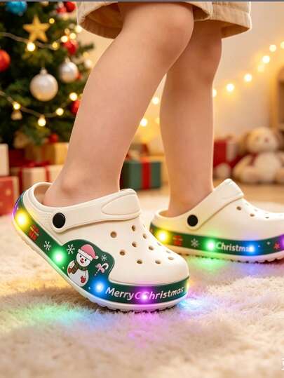 Sandal Anak LED Menyala, Sandal Kartun Es Krim Lucu, Sepatu Taman Anti Selip dan Bernapas, Cocok untuk Balita Perempuan dan Laki-laki, Sandal Dalam/Luar Ruangan