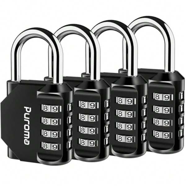 4 Pack Combination Lock 4 Digit Locker Lock Outdoor Waterproof Padlock For School Gym Locker, Sports Locker, Fence, Toolbox, Gate, Case, Hasp Storage For School Gate Fence Toolbox Hasp Storage, Outdoor, Resettable, Weatherproof, Side Window, Crack