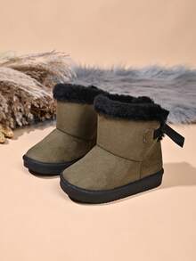 Children's Comfortable Snow Boots With Plush Collar, Non-Slip Rubber Sole, Cute And Practical - Coffee Brown - View 3