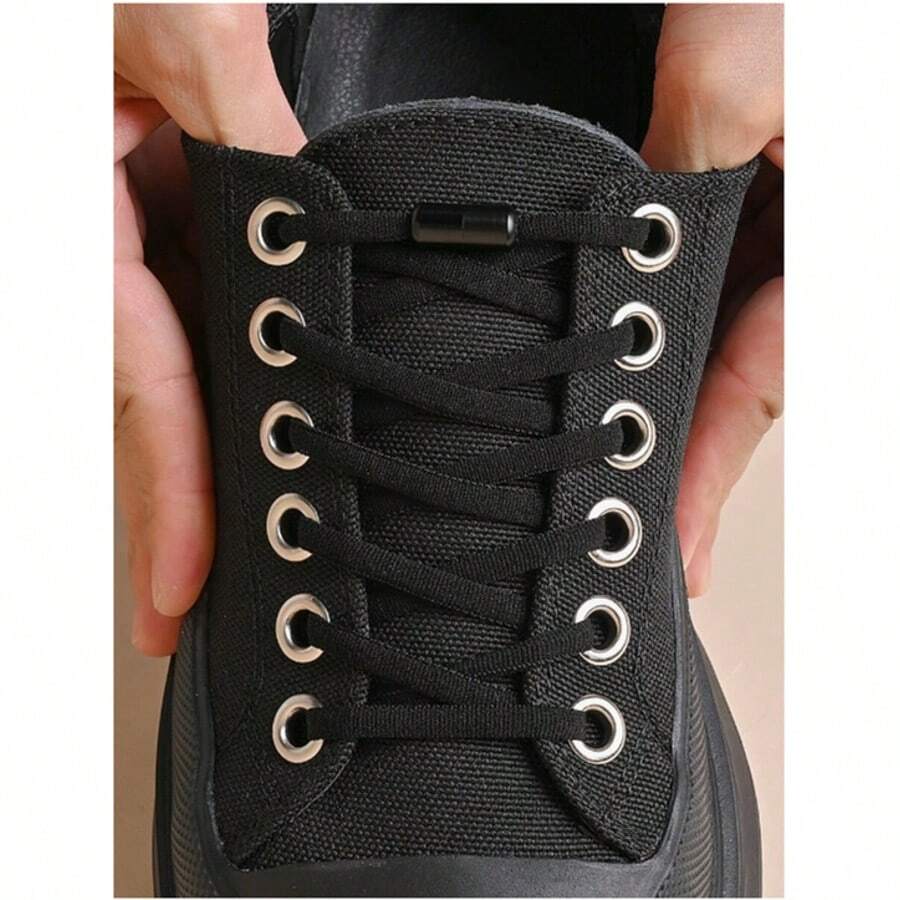 1 Pair Elastic Shoelaces With Capsule Buckle, Classic Style, Suitable For Sneakers And Athletic Shoes