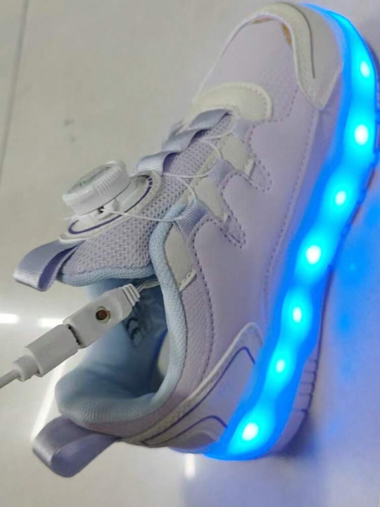 Teens Wheeled Shoes, Roller Skate Shoes, Four-Wheel Skate Shoes, Small Four-Wheel Shoes, LED Rechargeable Luminous Shoes - Purple - View 10