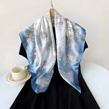 1pc Men's Printed Satin Square Scarf, 90cm Multifunctional Men's Headscarf/Scarf, Solid Color Pocket Square, Sun Protection Headwear, Wrist Handkerchief, Suitable For All Seasons - Multicolor - View 10
