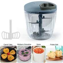 Crystals Manual Pull String Food Chopper -  Vegetable & Onion Dicer - Grey - View 6
