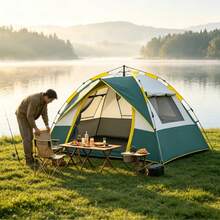 SKYNEST Automatic Instant Setup Camping Tent, 1-3/3-4 Person All-Season Tent With Dual Doors & Mesh Windows, Windproof Lightweight Green/Beige Tent For Camping, Hiking, Hunting, Travel, Outdoor Shelter, Campers Accessories, Camping Tent, Gift - Double Doors and Double Windows - View 11
