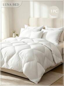 1pc All Season Down Alternative Comforter - Warm Duvet Insert With 4 Corner Loops, Machine Washable, White - White - View 1