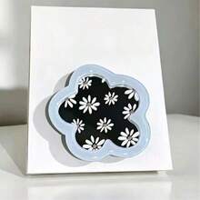 Blue Border White Flower Cloud Mirror Holder Airbag Adhesive Back Mount Phone Holder - Mint Blue - View 6