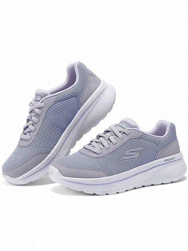 Skechers Women's ARCHFIT Arch Support Lace-Up Walking Shoes Breathable Mesh Thick Sole Cushioned Casual Shoes