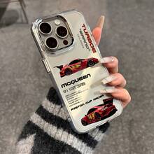 1PC Car Model Pattern Metal Frame Transparent TPU Phone Case, Compatible With Apple 17 16 15 14 13 12 11 Plus Pro Max Series, Personalized Ins Style Protective Cover, Fashion - Multicolor - View 3