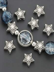 20/30pcs Star Pattern Spacer Beads Alloy Vintage Large Hole Beads Decorative Spacer Beads DIY Jewelry Making Bracelet, Bangle, Necklace, Pendant, Keychain Clothing Accessories And Craft Materials Holiday Gift Beads Set - Spacer Beads - View 9