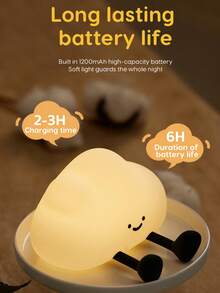 GLOOPRO Cloud Silicone Night Light, USB Rechargeable, 3-Level Dimmable, Portable Bedside Touch Control Timer Night Light, Suitable As A Gift For Girls, Boys And Teenagers - Cloud Night Light - View 6