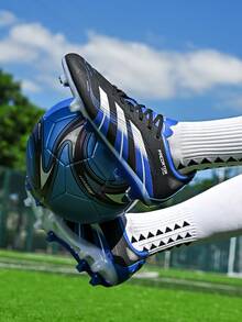 New Teenager Long Stud Football Shoes - Royal Blue - View 2