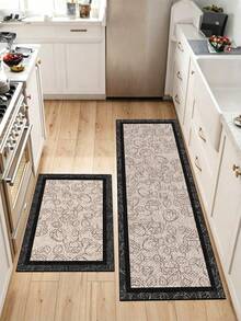 1 Pc Brown Stripes Pattern Kitchen Mat, 3.5 Mm Soft Rubber That Absorbs Water And Is Easy To Clean. Suitable For Corridors, Bathrooms, Living Rooms, Outdoor Door Mats, And Toilets. Useable Throughout The Year And For Various Holidays. - Multicolor - View 9