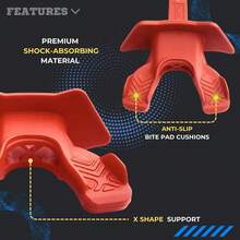 Ootball Mouth Guard Lip Guard With Permanent Helmet Strap Fits Adult & Youth, Ultra-Breathable Maximum Airflow, All Red Design With Protective Storage Case - All Red - View 3