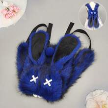 Dark Punk Rabbit Backpack, Niche Culture Rabbit Ears Fluffy Large Capacity Versatile Double Crossbody Bag - A - View 11