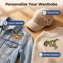 3pcs Fashion Personalized Cartoon Dinosaur Series Patch Creative Cute Tyrannosaurus Rex Iron-On Embroidery Applique Handmade Sewing Minimalist Animal Patch Accessories DIY Clothes Bags Hats Pants Scarves Decoration Fabric Patch Handmade Craft Supplies - 3pcs Dinosaur Patch Embroidery - View 3