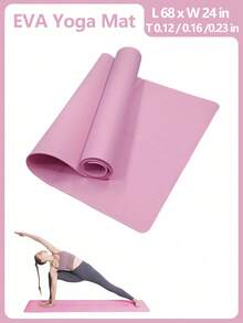 173cm*61cm EVA Yoga Mat, Solid Color Pilates Exercise Mat, Suitable For Yoga, Pilates, Plank, Fitness, Gymnastics, Workout, Gym, Home Training. Perfect Gift For Mother's Day, Birthday, Folded Shipping, May Have Slight Creases. - Pink - View 1