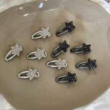 6/10pcs Dual-Color Small Rhinestone Star Mixed Hair Clips, High-End Luxury Rhinestone Hair Clips, Mini Exquisite Side Bangs Hair Accessories, Fashion Crocodile Pattern Hair Clips, Suitable For Side Bangs, Forehead Loose Hair, Perfect For Campus, Dating, Vacation Use, Practical Hair Accessories! - Multicolor - View 7