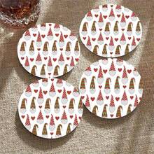 2D Flat, 4pcs/Set Christmas Theme Wooden Coasters - Heat-Insulating Table Mats, Coffee Mats, Holiday Table Decor, Party Decor, Desktop Decor, Gifts, Christmas Decor - 3.94*3.94 Inches - View 6